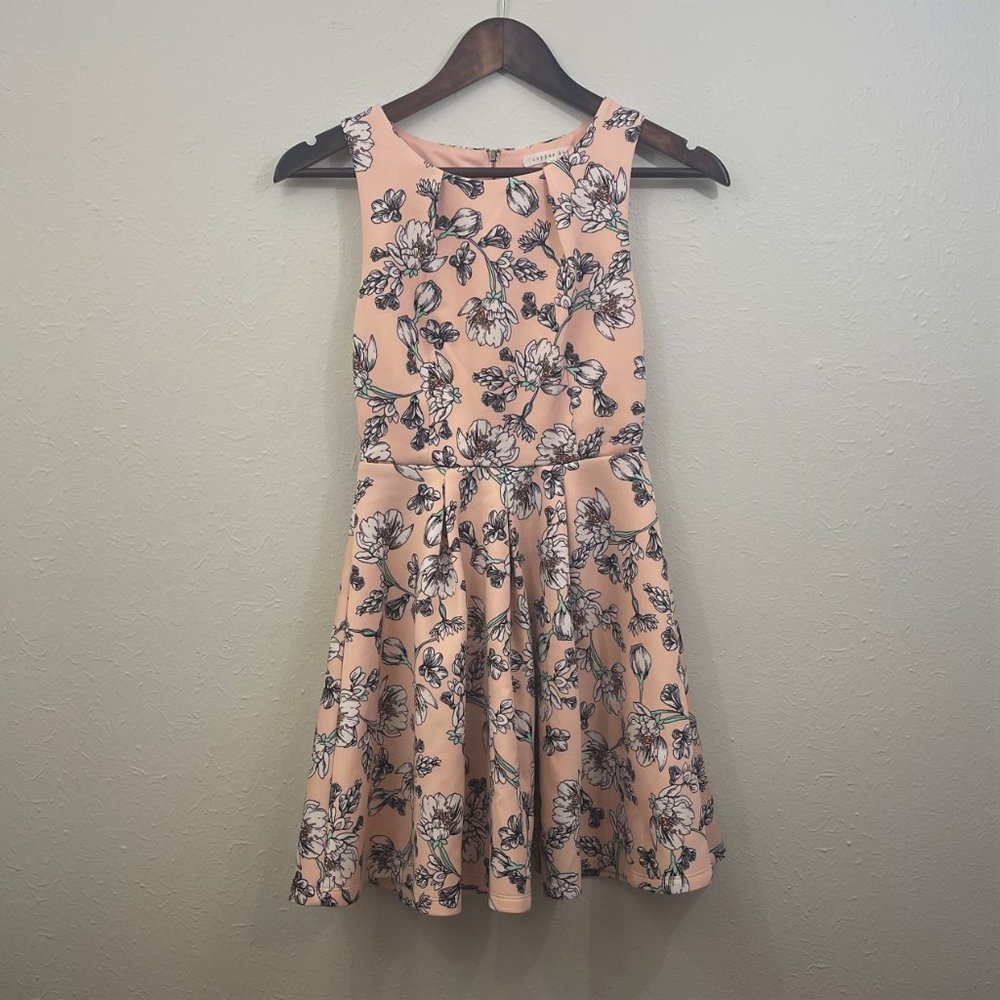 Copper Key Sz XS Peach Floral Skater Dress
